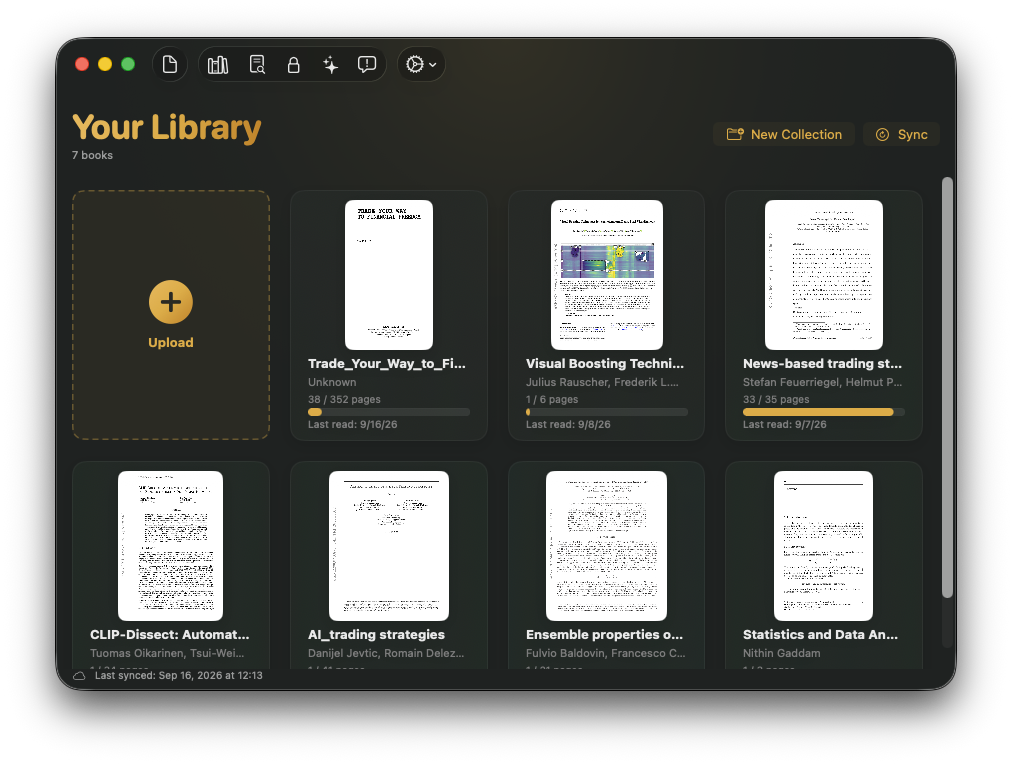 Unknown's library with the new Report Issue speech-bubble button in the toolbar